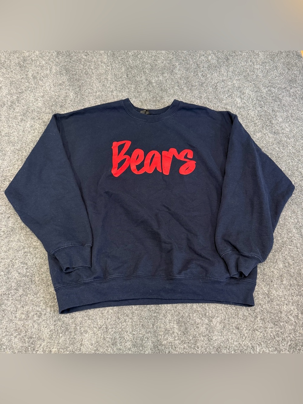 Gildan Navy Crewneck Sweatshirt with Red "Bears" Script